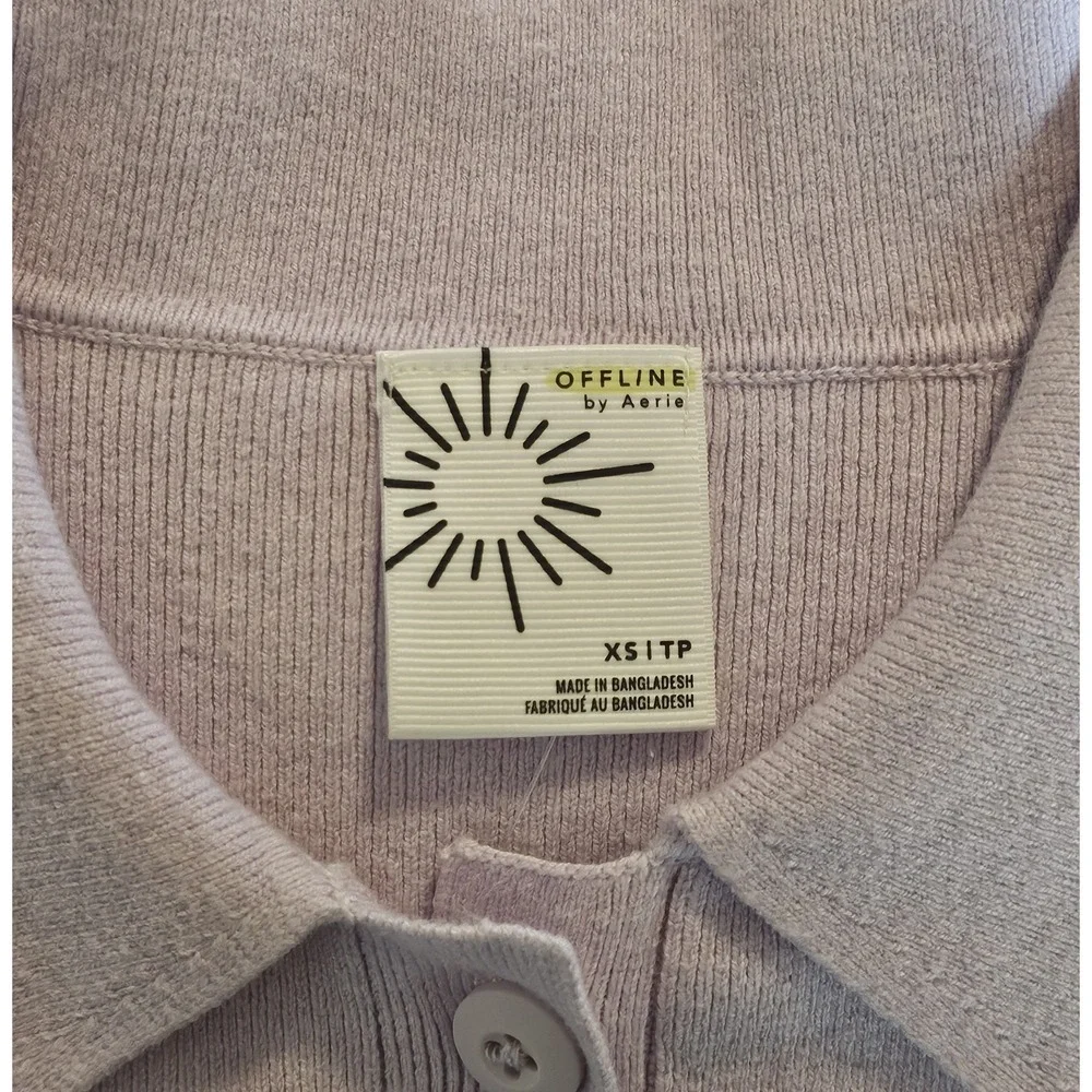 Aerie‎ Polo Sweater Women's Size XS Lavender Dawn Short Sleeve Knit